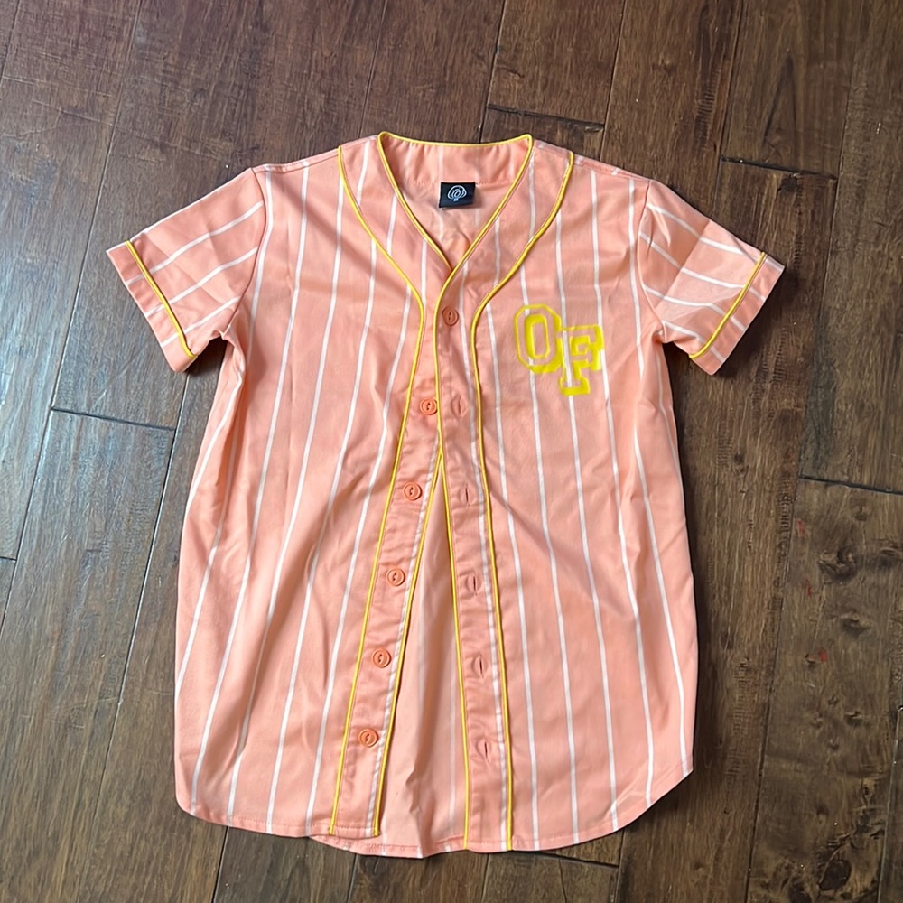 Odd future  baseball jersey. Yellow and pink.